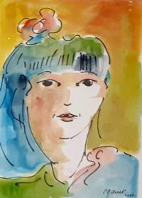 Au nœud fleuri / Aquarelle et encre / 30 x 50 