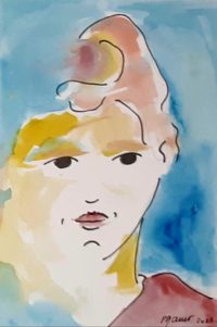 Un mirage de portrait / Aquarelle et encre / 30 x 50 