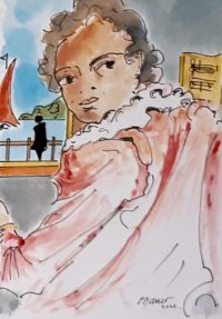 Surprise ? / Aquarelle et encre / 30 x 50 