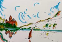 Sur le lac / Aquarelle, feutres et encre / 50 x 30 