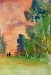 Encore à l'orée du bois 03 / Aquarelle et encre / 30 x 50 
