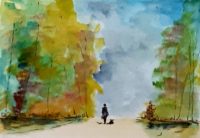 L'orée du bois 02 / Aquarelle et encre / 50 x 30 