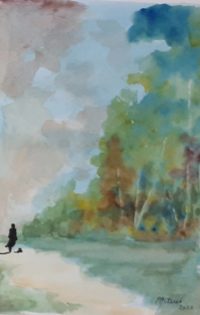 Encore à l'orée du bois 02 / Aquarelle et encre / 30 x 50 