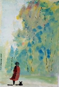Encore à l'orée du bois 01 / Aquarelle et encre / 30 x 50 