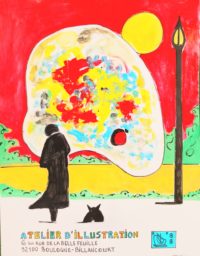 Essai affiche expo BB 05 / Aquarelle, gouache et encre / 50 x 70 