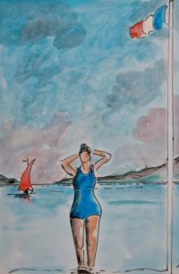 Naïade française / Aquarelle et encre / 50 x 70