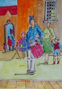 Le tambour champêtre / Aquarelle et encre / 50 x 70