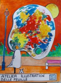 Essai affiche expo BB 03 / Aquarelle, gouache et encre / 50 x 70 