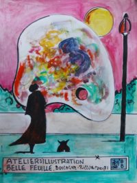 Essai affiche expo BB 04 / Aquarelle, gouache et encre / 50 x 70 