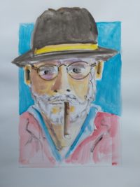 Auto portrait de l'artiste / Aquarelle et encre / 30 x 50 