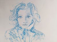 Portrait en bleu 02 / Aquarelle et encre / 30 x 50 