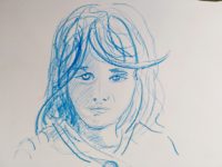 Portrait en bleu 01 / Aquarelle et encre / 30 x 50 