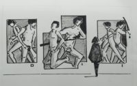 Poses académiques au musée 02 / Encre / 70 x 50 