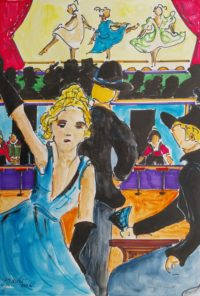 Au cabaret / Aquarelle et encre / 50 x 70