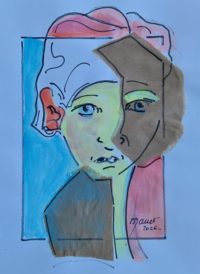 Modèle 02 / Aquarelle, encre et collages / 30 x 50 