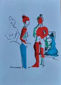 Modèles 01 / Aquarelle, encre et collages / 30 x 50 