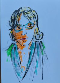 Ma voisine d'atelier 02 / Aquarelle et encre / 30 x 50 