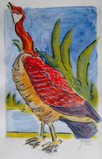 La roussette / Peinture à l'œuf et pigments / 30 x 50 