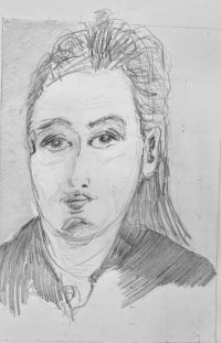 Portrait à la queue de cheval / Mines de plomb / 50 x 70 