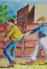 Les deux copains / Aquarelle et encre / 50 x 70