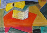 Guitare et partition / Aquarelle et encre / 70 x 50