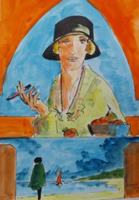 Souvenirs de vacances / Aquarelle et encre / 50 x 70