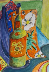 Nature morte et ABC / Aquarelle et encre / 50 x 70